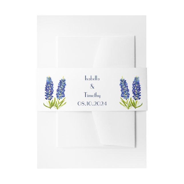 Bluebonnets Blue Flowers Texas Elegant Wedding Einladungsbanderole (Vorderseite Beispiel)