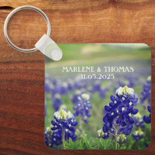 Bluebonnets Blue Flowers Texas Floral Wedding Schlüsselanhänger