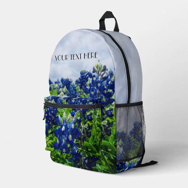 Bluebonnets Blue Flowers Texas texan Floral Bedruckter Rucksack (Rückseitige Ecke Rechts)
