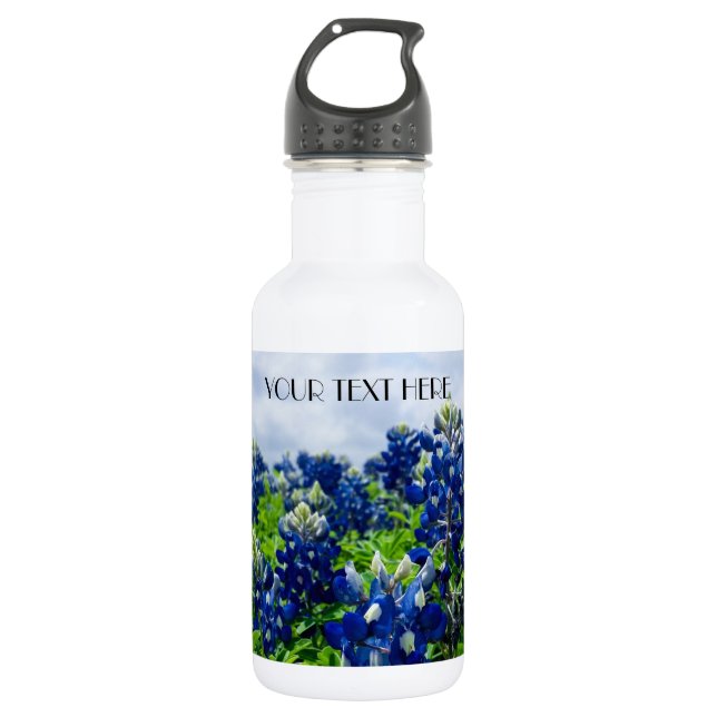 Bluebonnets Blue Flowers Texas texan Floral Edelstahlflasche (Vorderseite)