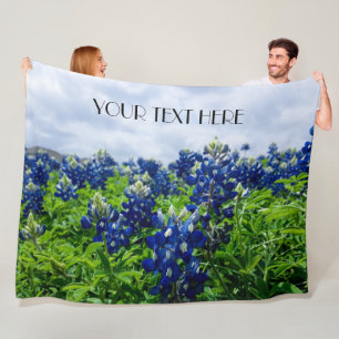 Bluebonnets Blue Flowers Texas texan Floral Fleecedecke