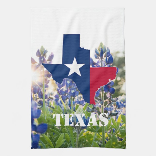Bluebonnets Blue Flowers Texas texan Floral Geschirrtuch (Vertikal)