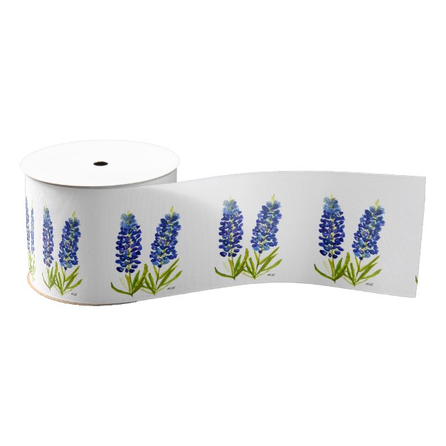 Bluebonnets Blue Flowers Texas Texan Floral Ripsband (Spule)