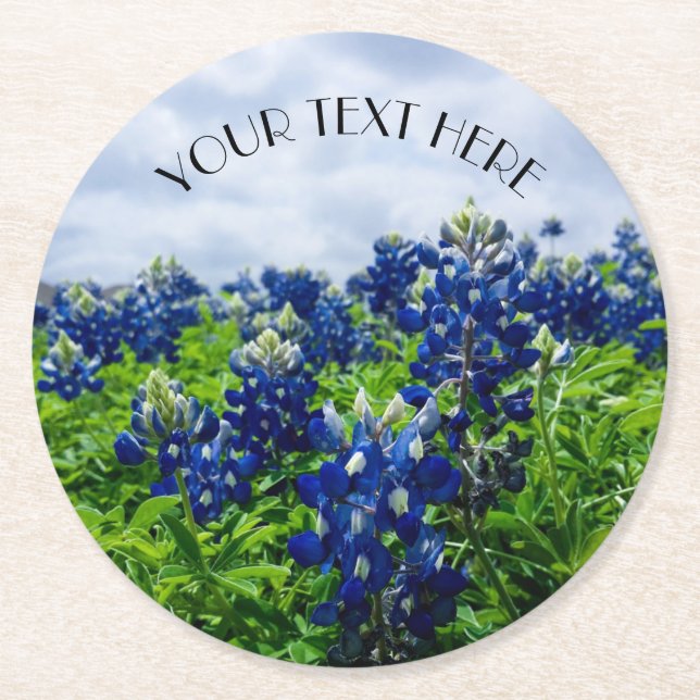 Bluebonnets Blue Flowers Texas Texan Floral Runder Pappuntersetzer (Vorderseite)