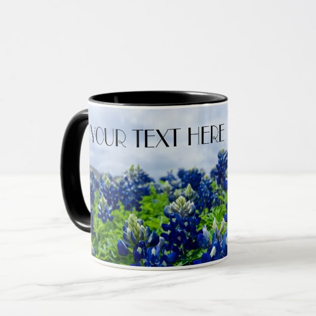 Bluebonnets Blue Flowers Texas texan Floral Tasse (Vorderseite Links)