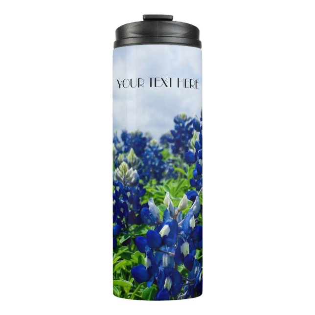 Bluebonnets Blue Flowers Texas texan Floral Thermosbecher (Vorderseite)