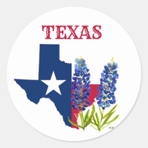 Bluebonnets Blue Flowers Texas Texan Staat Floral Runder Aufkleber