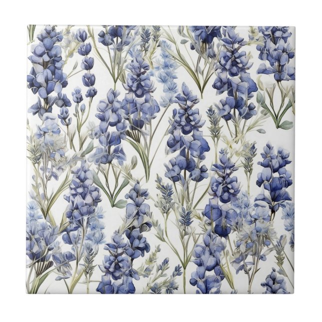 Bluebonnets Blume Blue Watercolor-Wildblumen Fliese (Vorderseite)