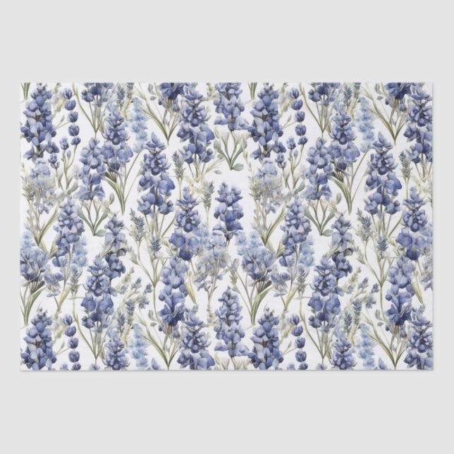 Bluebonnets Blume Blue Watercolor-Wildblumen Seidenpapier (Vorderseite)