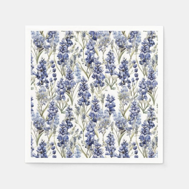 Bluebonnets Blume Blue Watercolor-Wildblumen Serviette (Vorderseite)