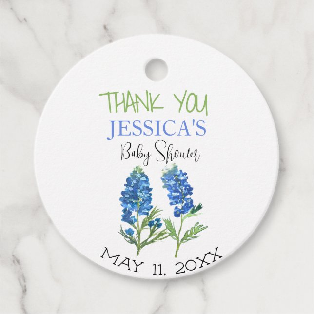 Bluebonnets Blume Texas Baby Shower Girl Geschenkanhänger (Vorderseite)