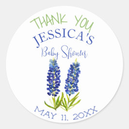 Bluebonnets Blume Texas Baby Shower Girl Runder Aufkleber
