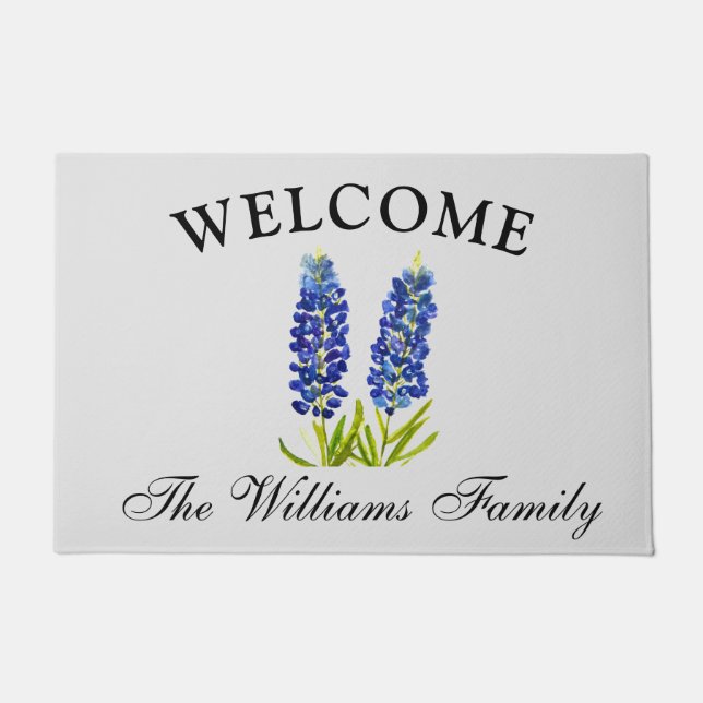 Bluebonnets Blume Wasserfarben Fußmatte (Vorderseite)