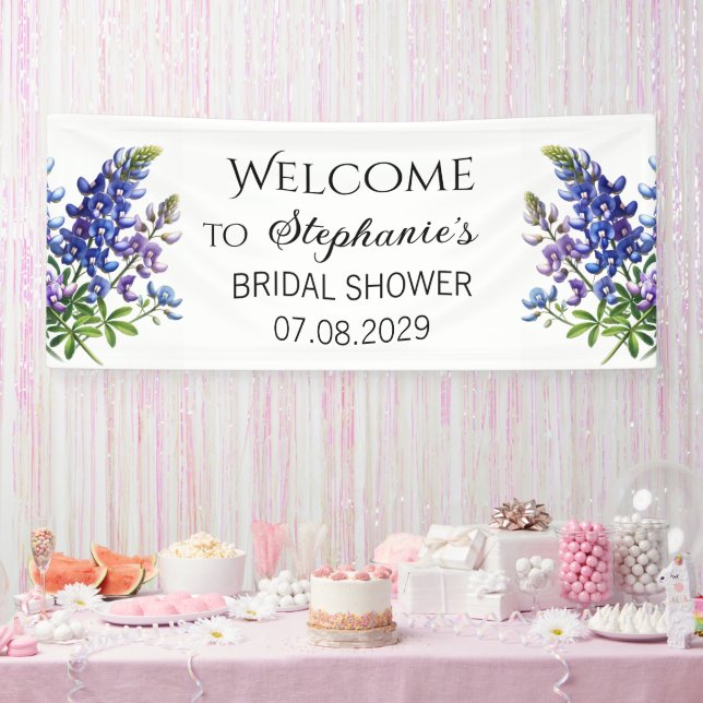 Bluebonnets Blumen Rustikales Brautparty Banner (Party)