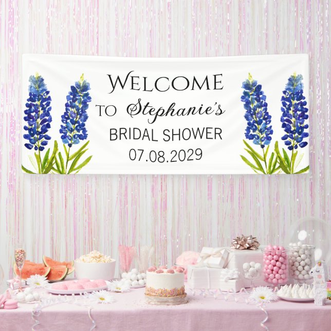 Bluebonnets Blumen Rustikales Brautparty Banner (Party)