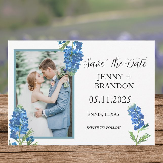 Bluebonnets Elegantes Foto Save The Date (Von Creator hochgeladen)