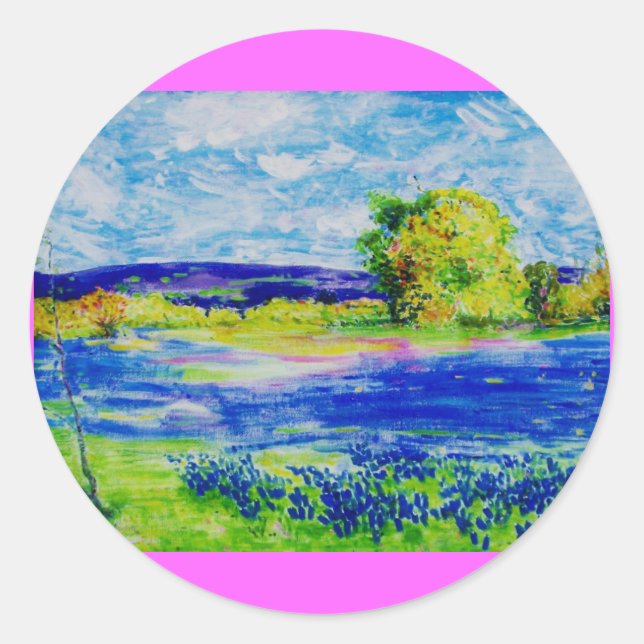 Bluebonnets für immer runder aufkleber (Vorderseite)