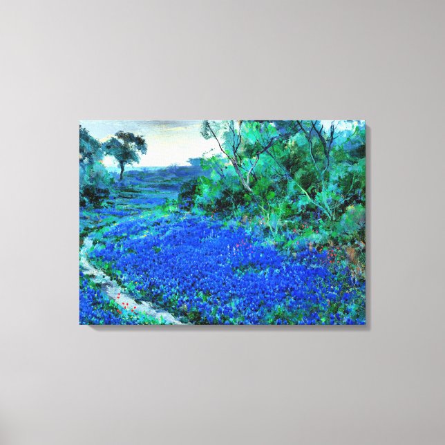Bluebonnets im Misty Morning, feine Kunst Leinwanddruck (Vorderseite)