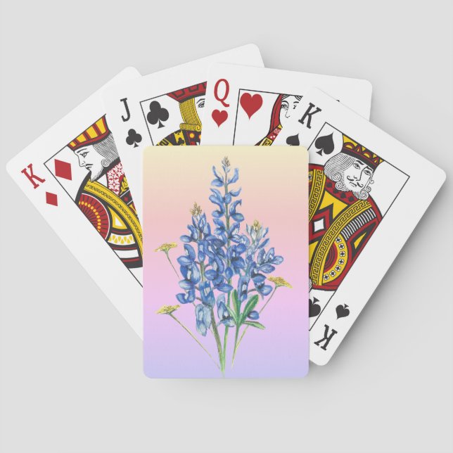 Bluebonnets im rosa Hintergrund Spielkarten (Rückseite)