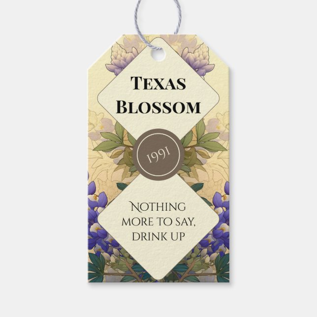 Bluebonnets of Texas Bottle Label Set Geschenkanhänger (Vorderseite)