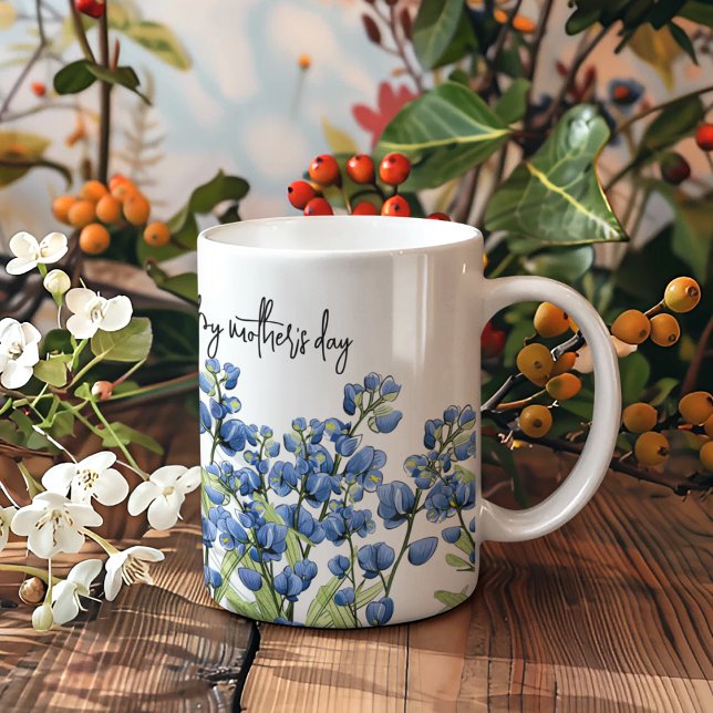 Bluebonnets Südlicher Frühling Kaffeetasse (Bluebonnets on customizable coffee mug for Mother's Day or Birthdays.  Rustic flair. )