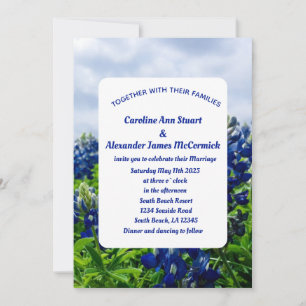Bluebonnets Texas Blue Floral Elegant Wedding Inv Einladung