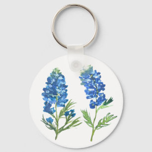 Bluebonnets Texas Blue Floral Vintage Wasserfarbe Schlüsselanhänger