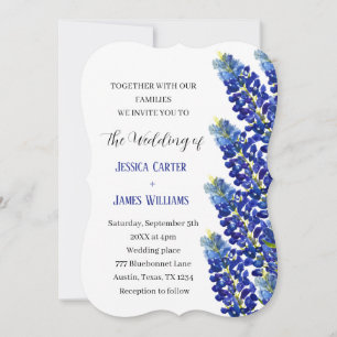 Bluebonnets Texas Blue Watercolor Floral Wedding Einladung