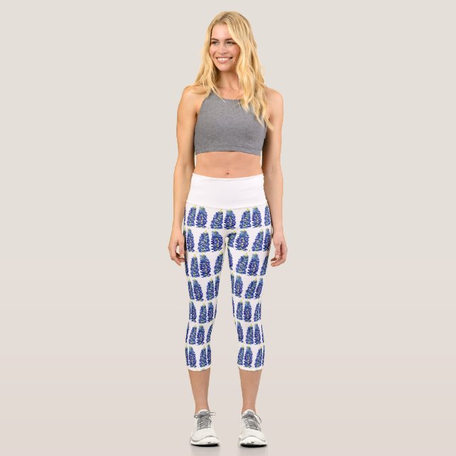 Bluebonnets Texas Blume Wildblumen Aquarell Capri Leggings (Vorderseite)