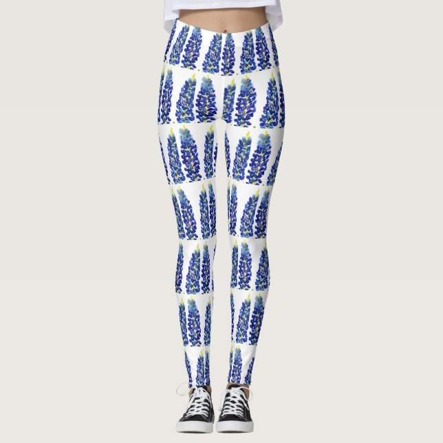 Bluebonnets Texas Blume Wildblumen Aquarell Leggings (Vorderseite)