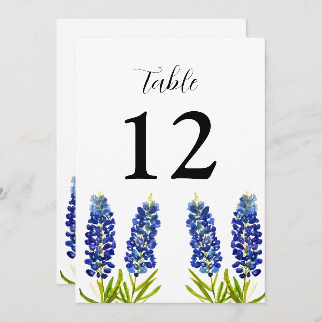 Bluebonnets Texas Floral Wildblume Blue Wedding Einladung (Vorne/Hinten)
