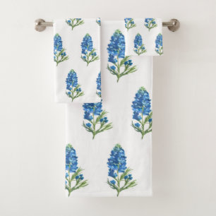 Bluebonnets Texas Staat Blauer Blumen Wasserfarbe Badhandtuch Set