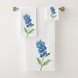 Bluebonnets Texas Staat Blauer Blumen Wasserfarbe Badhandtuch Set