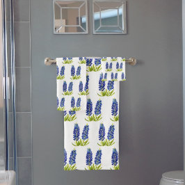 Bluebonnets Texas Staat Blauer Blumen Wasserfarbe Badhandtuch Set