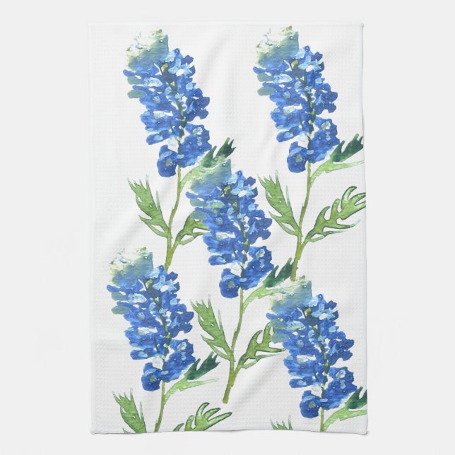 Bluebonnets Texas Staat Blume Lupine Geschirrtuch (Vertikal)