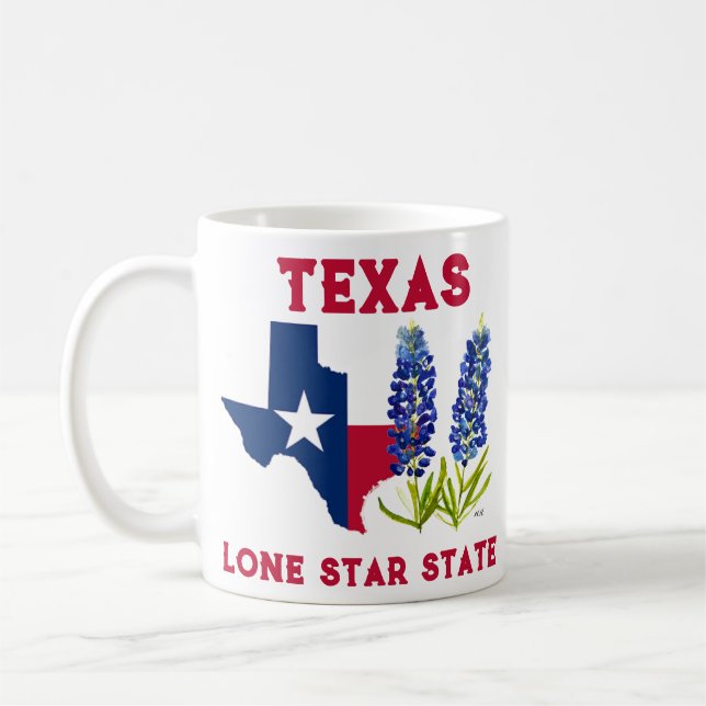 Bluebonnets Texas Staat Blume Lupine Lone Star Kaffeetasse (Links)
