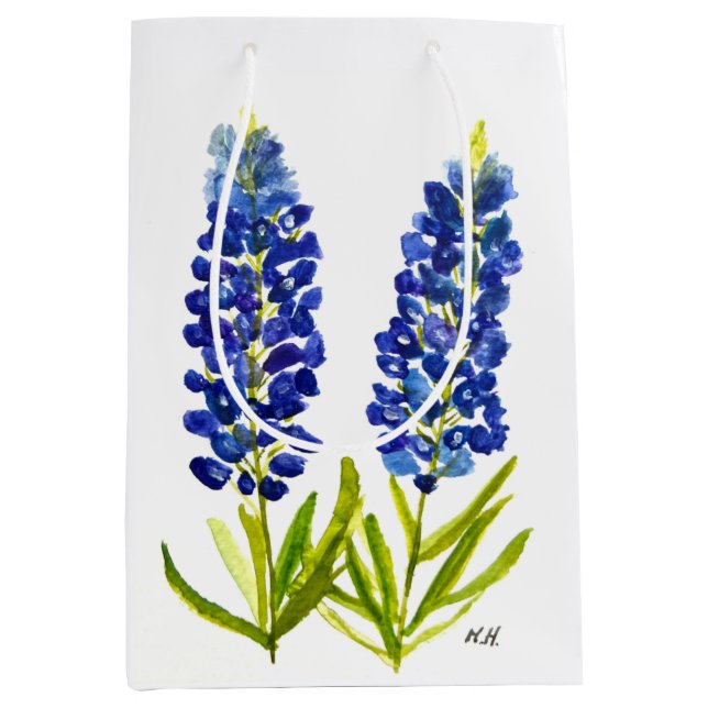 Bluebonnets Texas Staat Blume Lupine Mittlere Geschenktüte (Vorderseite)