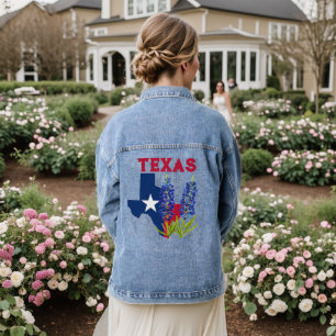 Bluebonnets Texas Staat Floral Lupine Jeansjacke