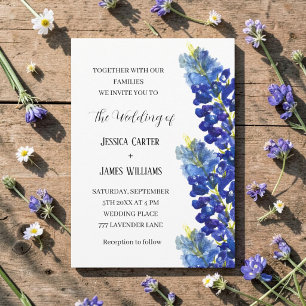 Bluebonnets Texas Watercolor Floral Wedding Einladung