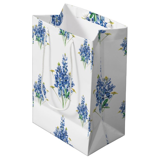Bluebonnets und Wildblumen Mittlere Geschenktüte (Vorderseite Schrägansicht)