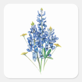 Bluebonnets und Wildblumen Quadratischer Aufkleber