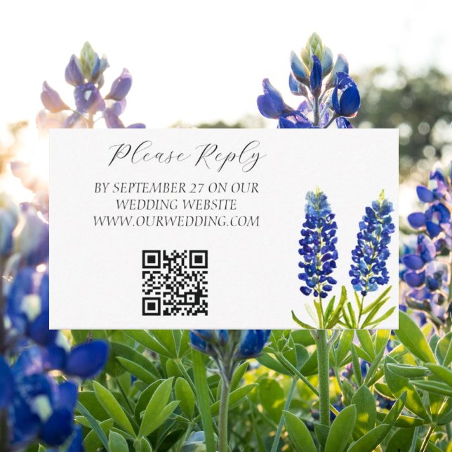 Bluebonnets Wasserfarbene Blume Blumenhochzeit Begleitkarte (Von Creator hochgeladen)
