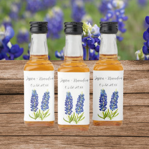 Bluebonnets Watercolor Blue Blume Floral Wedding Alkoholflaschenetikett