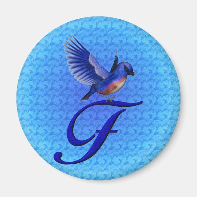 Bluebrd Monogramm Anfangsbuchstabe F Magnet (Vorne)