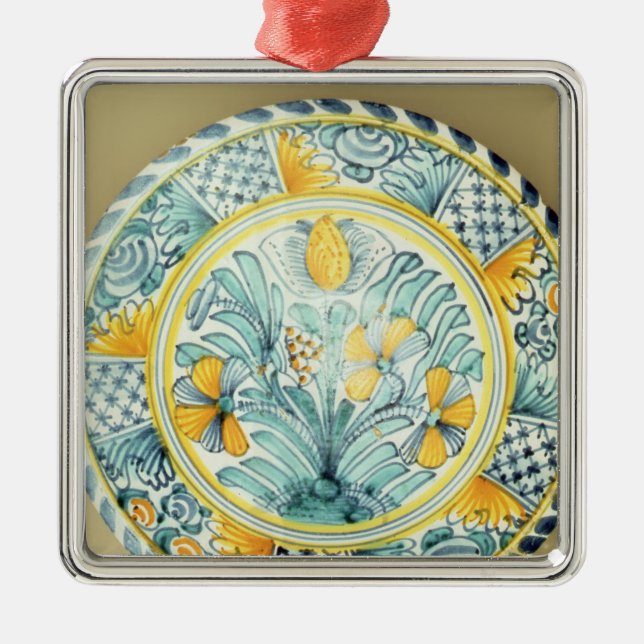 Bluedash Delftware Ladegerät, Lambeth Tonwaren Silbernes Ornament (Vorne)