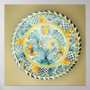Bluedash'-Delftware-Platte, Lambeth-Töpferei Poster