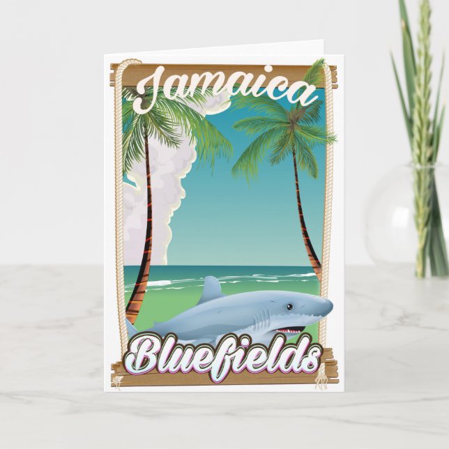 Bluefields, Jamaika Beach Ferien Poster. Feiertagskarte (Vorderseite)