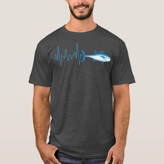 Bluefin Tuna Heartbeat EKG Pulseline Deep Sea T-Shirt (Vorderseite)