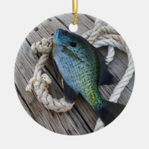 Bluegill auf Dock Keramik Ornament