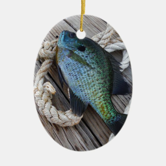 Bluegill auf Dock Keramikornament (Vorne)